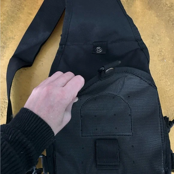 Men's Black Waterproof Tactical Crossbody Backpack
